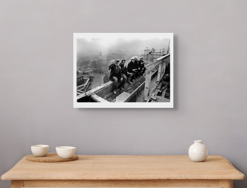 Construction workers enjoy a pint, Manchester, 1968