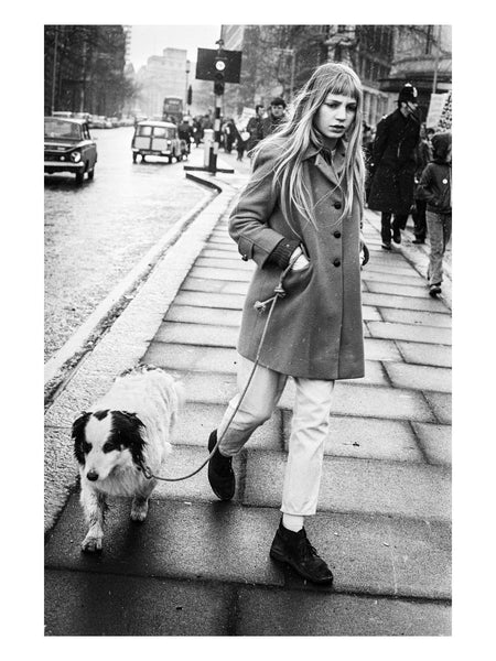 A young woman and her dog on the march, 1971